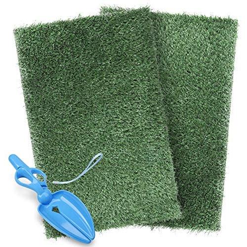 KZNANZN 2 Packs Dog Grass Pad Artificial Grass (25x20), Dog Grass Pee Mats for Indoor Outdoor Use,Puppy Training Washable Replacement Turf - with a Dog Poop Shovel