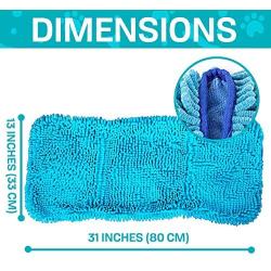 Microfibre Dog Drying Towel Chenille, Absorbent Quick Pet Drying Bundle with Pet Glove for Easy Hair Combing, Machine Washable Pet bathrobe for Puppy Cats 80x35cm Blue Kitchen Shammy Beach Small Large