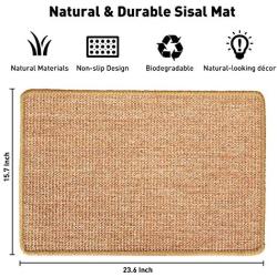 FUKUMARU Cat Scratcher Mat, 23.6 X 15.7 Inch Natural Sisal Cat Scratch Mats, Horizontal Cat Floor Scratching Pad Rug, Protect Carpets and Sofas