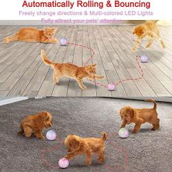 Insuwun Smart Interactive Cat Toy - Newest Version 360 Degree Self Rotating Ball, USB Rechargeable Pet Toy, Build-in Spinning Led Light, Stimulate Hunting Instinct for Your Kitty