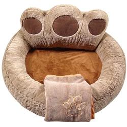 YESBEARS Ultra-Soft Memory Foam Dog Bed Microfiber Base (Blanket Included