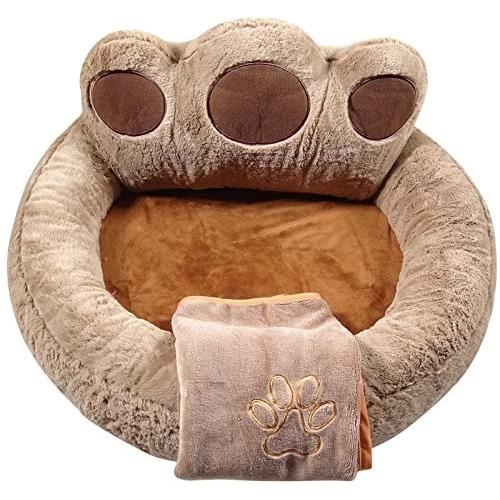 YESBEARS Ultra-Soft Memory Foam Dog Bed Microfiber Base (Blanket Included
