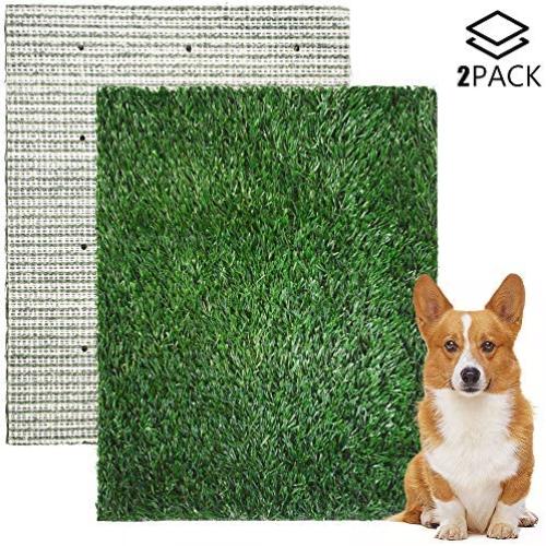 AZSSMUK Artificial Turf Pet Pee Grass Mat,Dog Grass Pad with Drain,Washable Professional Dog Toilet Grass Potty Training Grass for Indoor/Outdoor - 2packs