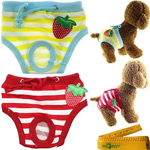 Wiz BBQT Adorable Reusable Washable Strawberry Dog Pet Diapers Cover Up Sanitary Panties for Small Medium Female Girl Dogs Puppy in Spring Summer Autumn (Waistline: 7.8-11 inch) Wiz BBQT Adorable Reusable Washable Strawberry Dog Pet Diapers Cover Up Sanitary Panties for Small Medium Female Girl Dogs Puppy in Spring Summer Autumn (Waistline: 7.8-11 inch)