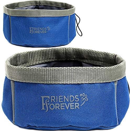 Friends Forever Collapsible Dog Bowl - 2 Pack Travel Dog Bowl, Water and Food Bowls for Dogs - Portable Pet Hiking Accessories