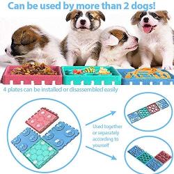 Finding Laurel Dog Bowl Slow Feeder, Dog Lick Mat with Suction Cups for Pet Bathing Grooming, Funny Feeder Combinable 4 Squares Dog Lick Bowl with Sauce Brush