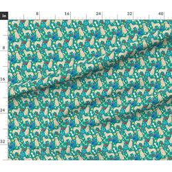 Spoonflower Fabric - Golden Retrievers Dogs Dog Toys Teal Retriever Pet Portrait Printed on Performance Piqué Fabric by The Yard - Performance Athletic Apparel Fashion