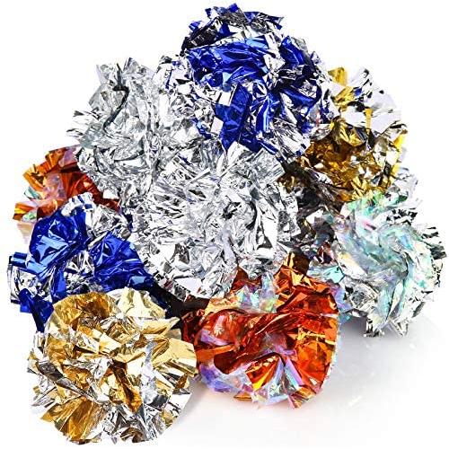 HNYYZL 10 Pack Crinkle Balls Cat Toys, Mylar Crinkle Balls Cat Toy , Lightweight Shiny Cat Crinkle Ball Rustling(Assorted Colors)