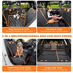 URPOWER 4-in-1 Convertible Dog Car Seat Cover 100% Waterproof Dog Seat Cover Nonslip Dog Hammock 600D Heavy Scratchproof Pet Seat Cover for Cars Back Seat with Mesh Window for Cars Trucks and SUVs