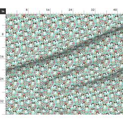 Spoonflower Fabric - Florals Mint Cute Dogs Toy Spaniels Breeds Best Pet Spaniel Flowers Printed on Sport Lycra Fabric by The Yard - Swimwear Performance Leggings Apparel Fashion