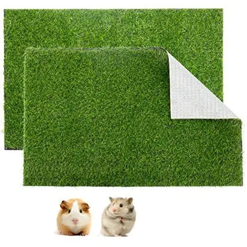 Aulock 2 Pcs Artificial Grass Guinea Pig Pee Pads- 15.7 × 23.6 Inch Fake Grass Rug Potty Training Replacement Artificial Turf for Puppy, Rabbits, Hamsters, Bunnies, Gerbils, Other Small Animals Aulock 2 Pcs Artificial Grass Guinea Pig Pee Pads- 15.7 × 23.6 Inch Fake Grass Rug Potty Training Replacement Artificial Turf for Puppy, Rabbits, Hamsters, Bunnies, Gerbils, Other Small Animals
