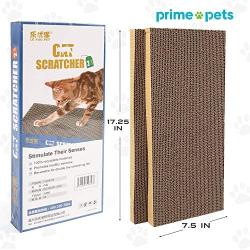 PrimePets 3Pack Cat Scratcher Pads, Wide Recycle Corrugated Cat Scratching Pad, Reversible Cat Scratcher Cardboard Lounge Sofa Bed Replacement with Box, 100% Organic Catnip Included