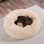 HACHIKITTY Calming Cat Bed Machine Washable, Cat beds Indoor Cats Medium, Flush Faux Fur Donut Cat Bed