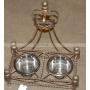 Luxury Iron Gold Crown Dog Cat Pet Feeder Dish Bowl Jeweled Antique Victorian