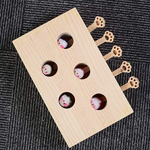 BeesClover Wooden 5 Mouse Holes Scratch Bite Resistant Interactive Toy for Pet Cat Mouse pet Gift BeesClover Wooden 5 Mouse Holes Scratch Bite Resistant Interactive Toy for Pet Cat Mouse pet Gift