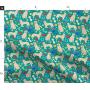 Spoonflower Fabric - Golden Retrievers Dogs Dog Toys Teal Retriever Pet Portrait Printed on Performance Piqué Fabric by The Yard - Performance Athletic Apparel Fashion