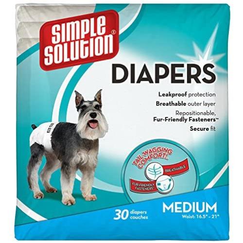 Simple Solution Disposable Dog Diapers for Female Dogs | Super Absorbent Leak-Proof Fit | Medium | 30 Count