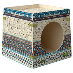 WODIZA, Christmas Cat and Dog Home Natural Wooden Pet House for Indoor - Premium Design Easy Clip System for Assembly - Made from Durable Finland Birch Wood