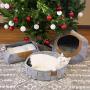 Kitty City Large Faux Leather Trimmed Felt Cat Cave, Felt Bed, Felt Lounge