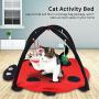 Tnfeeon Foldable Cat Play Mat, Pet Dog Cat Scratching Mat Tent Multifunction Pet Bed with Hanging Toy Balls