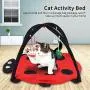 Tnfeeon Foldable Cat Play Mat, Pet Dog Cat Scratching Mat Tent Multifunction Pet Bed with Hanging Toy Balls Tnfeeon Foldable Cat Play Mat, Pet Dog Cat Scratching Mat Tent Multifunction Pet Bed with Hanging Toy Balls