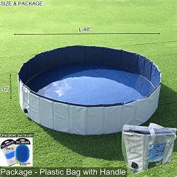 H&S BRIDAL Dog Pool Large Dogs, Foldable Pet Swimming Pool Above Ground, 48'' Plastic Collapsible Bath Tub for Kiddie Pool Outdoor Backyard