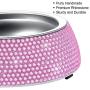 SAVORI Small Cat Bowls Pink, 320ML Handmade Bling Rhinestones Stainless Steel Pet Bowls Removable Double Food Water Feeder for Puppy Cats Dogs
