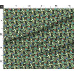 Spoonflower Fabric - Black Lab Dog Cute Labrador Toys Green Dogs Toy Pet Portrait Printed on Sport Lycra Fabric by The Yard - Swimwear Performance Leggings Apparel Fashion