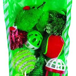 Grriggles Zanies Fun Filled Holiday Cat Stocking with Assorted Cat Toys