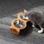 SAsagi Bamboo Porcelain Double Cat Bowl,Dog Cat Food Water Container Premium Double Feeder for Cats Dogs Pets