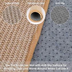 SlowTon Cat Scratcher Mat, 15.7'' X 23.6'' Durable Natural Sisal Protecting Carpet Sofa Furniture Woven Rope Scratching Pad for Cat Grinding Claws, Anti-Slip Cat Playing Sleeping Scratch Toy