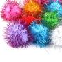 Jili Online Pack of 42 Colorful Glitter Pom Pom Balls Cat Kitten Play Toys forCrafts