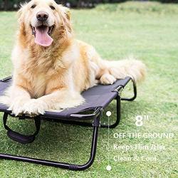 HIPIPET Elevated Dog Bed Portable 42''/35''/28'' Raised Dog Bed for Large Dogs, Outdoor Pet Bed with Durable Frame, Breathable Mesh, Foldable