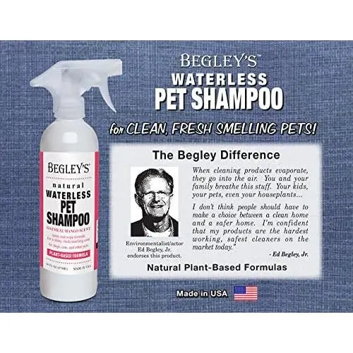 Begley’s Natural No Rinse Waterless Pet Shampoo, Bathless Cleaning