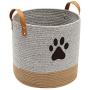 Geyecete Cotton Rope Basket with Leather Handle Dog Cotton Rope for Dogs Laundry Basket Storage Bin Dog bin Storage Bins-Natural Woven Basket