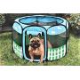 Pet Portable Foldable Play Pen Exercise Kennel Dogs Cats Indoor/outdoor tent for small medium large pets Animal Playpen with Pop up mesh cover great for travel LARGE,BLUE/GREEN