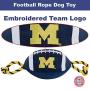 Pets First NCAA Michigan Wolverines Football Dog Toy, Tough Quality Nylon Materials, Strong Pull Ropes, Inner Squeaker, Collegiate Team Color