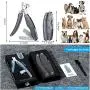 Dog Nail Clippers Upgraded - 3 in 1 Foldable Dog Nail Trimmers with Safety Guard to Avoid Over Cutting - Free Hidden Pet Nail File and Hair Brush Comb, Professional Grooming Tool for Dogs and Cats