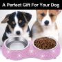 SAVORI Small Cat Bowls Pink, 320ML Handmade Bling Rhinestones Stainless Steel Pet Bowls Removable Double Food Water Feeder for Puppy Cats Dogs
