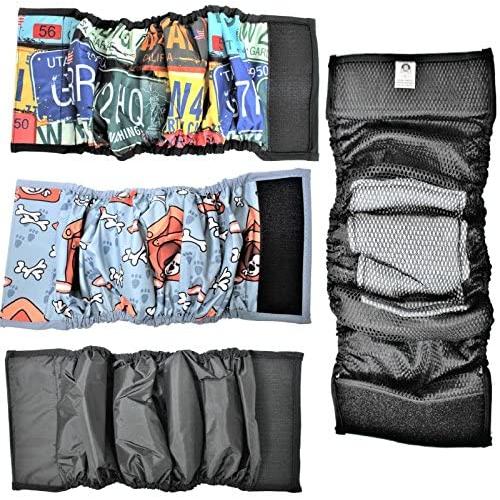 FDC Leak Proof Waterproof Diapers Dog Belly Band Male Wrap Washable Reusable Absorbent Pad Lined for Small Medium Large Pets Black (XXXL: Waist 20'' - 27'', Retro Licence)