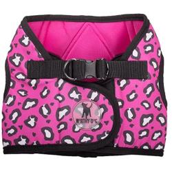 The Worthy Dog Step-in Sidekick Houndstooth Pattern Harness with Padded Mesh Velcro Adjustable, Outdoor, Easy Walk Vest for Dogs-Pink/Black