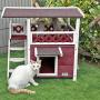 Petsfit Outdoor Cat House with Escape Door and Stairs