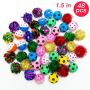 PUPTECK 48 Pack Assorted Color Cat Ball Toy Set - Crinkle Balls, Sparkle Balls, Sponge Soccer Balls, Jingle Balls
