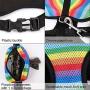 Dog No-Pull Harness Vest & Leash Set with Poopbags Pouch,Rainbow Adjustable Double-Layer Mesh Pet Clothes for Puppy Teddy Shar Pei Small Medium Dogs,Breathable Padded Handle,Daily Walking Travelling