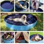 Foldable Pet Dog Swimming Pool, YXFT Portable Non-Slip Outdoor Dog Bath Tub with Drain, Folding Thick PVC Pet Swim Pool for Dogs, Cats, Kids (32 x 8 inch, Blue)