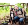 Collapsible Canvas Dog Bowl, Portable for Easy Travel, Foldable and Pocket Size for Running, Walking, Hiking, and Camping, Waterproof Lining Holds Food and Water and Includes Reflective Trim