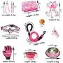 12pcs Pink Puppy Starter Kit /Dog Collar /Leash /Blanket/ Feeding Bowls/Squeak Toys/ Grooming Glove /All The Basics for A New Furry Addition to Your Home Christmas Birthday Gift