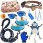 12pcs Blue Puppy Starter Kit /Dog Collar /Leash /Blanket/ Feeding Bowls/Squeak Toys/ Grooming Glove /All The Basics for A New Furry Addition to Your Home Christmas Birthday Gift