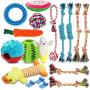 KIPRITII Dog Chew Toys for Puppy - 18 Pack Puppies Teething Chew Toys for Boredom, Pet Dog Chew Toys with Rope Toys, Dog Squeaky Toy for Puppy and Small Dogs