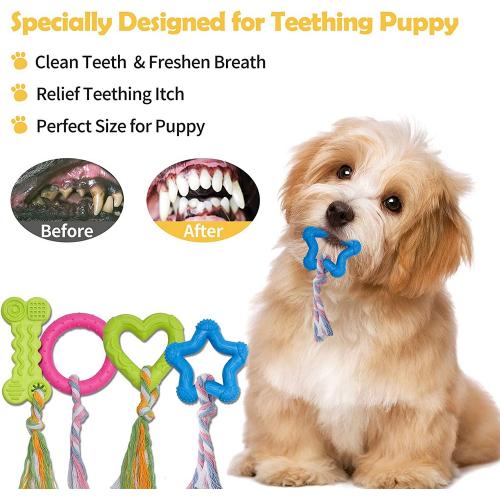 KIPRITII 18 Pack Super Value Puppy Toys, Puppy Teething Chew Toys with Rope Toys, Dog Bite Toys and More Squeaky Toys for Small Dogs